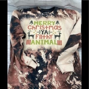 Merry Christmas Ya Filthy Animal bleached sweatshirt